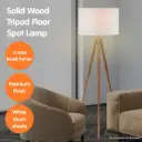 Metal Tripod Floor Spot Lamp Shade Drum in Wooden Finish