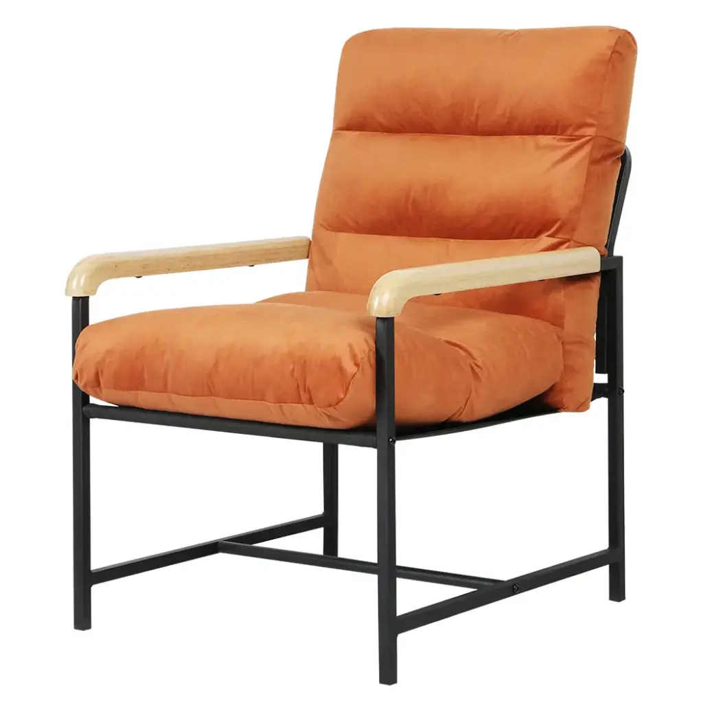 Levede Metal Framed Lounge Chair Velvet in Orange