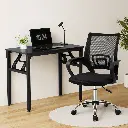 Artiss Computer Desk Mesh Office Chair Set Foldable Home Study Table Black
