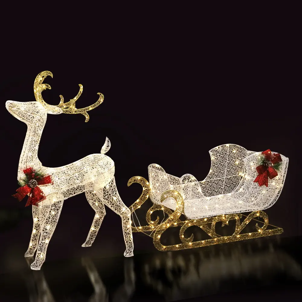Jingle Jollys 215 LED Christmas Lights Reindeer Sleigh Decorations 