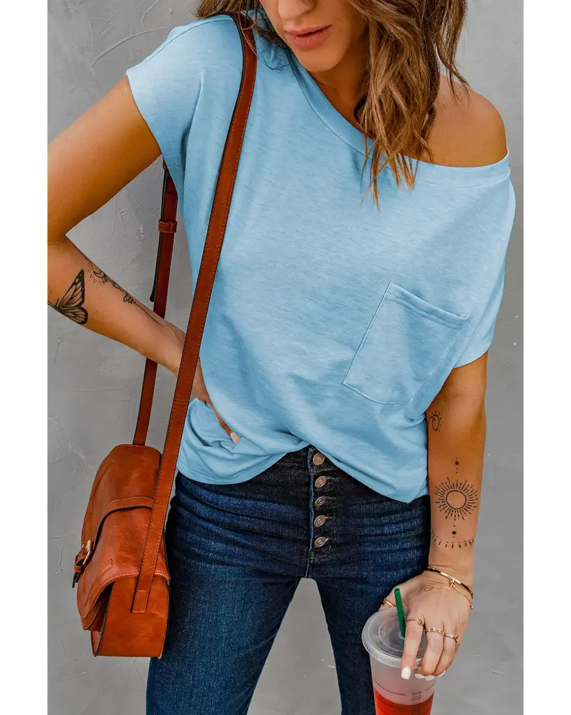 Azura Exchange Pocketed Knit Tee with Side Slits 