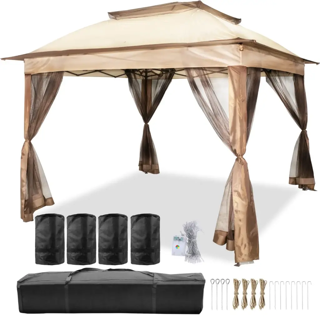 VEVOR Outdoor Canopy Gazebo Tent, Portable Canopy Shelter with 11\'x11\' 