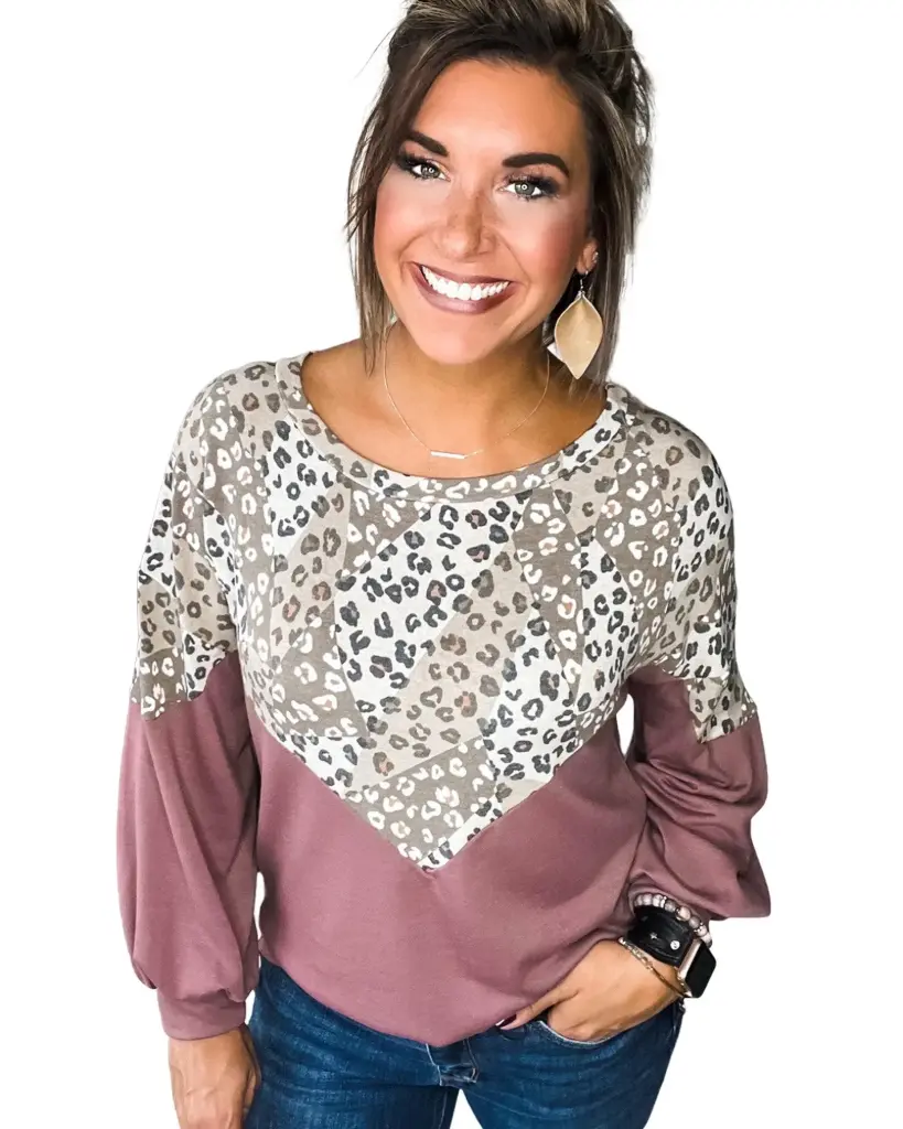 Azura Exchange Animal Print Patchwork Top
