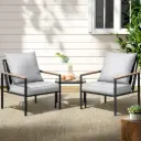 Gardeon 3PC Outdoor Furniture Bistro Set Lounge Setting Chairs Table Patio Black