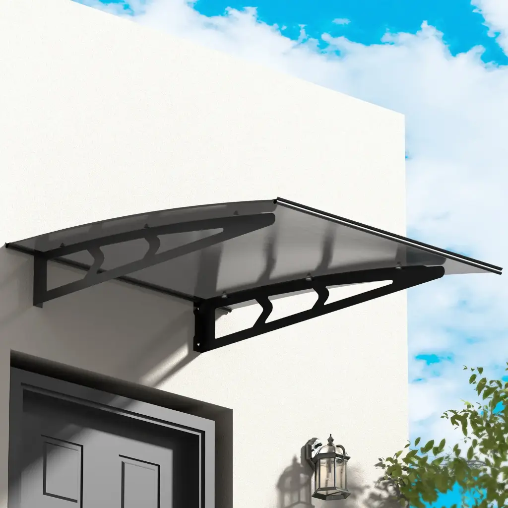 Instahut Window Door Awning Canopy 1mx1m Grey Solid Sheet Metal Frame 