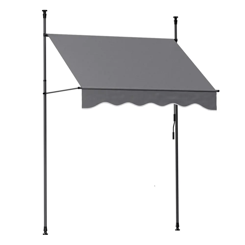 Instahut Window Fixed Pivot Arm Awning Outdoor Door Canopy 2X1.8M Grey 