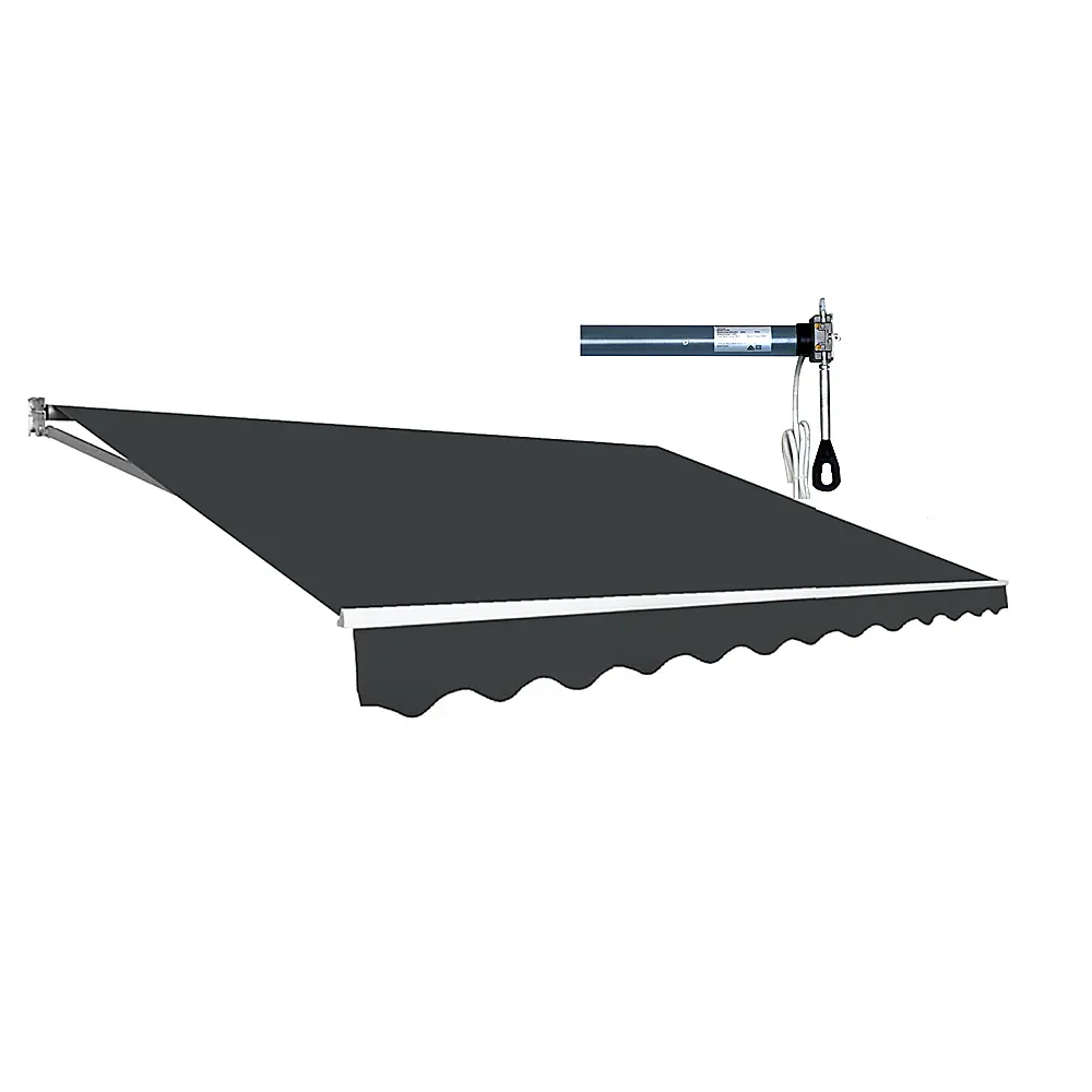 Motorised Outdoor Folding Arm Awning Retractable Sunshade Canopy Grey 3.0m x 2.5m 