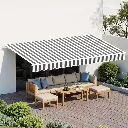 Instahut Retractable Folding Arm Awning Manual Sunshade 5Mx3M Grey White 
