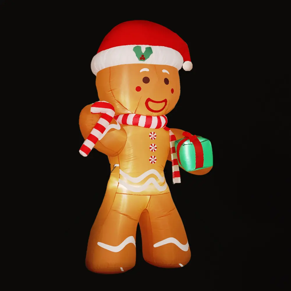 Jingle Jollys Christmas Inflatable Gingerbread Man 2.4M Illuminated Decorations 