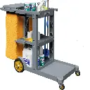 Commercial Hotel Restaurant Cleaning Cart 3-Shelf