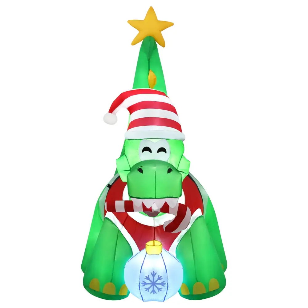 Jingle Jollys Christmas Inflatable Dinosaur 1.86M Height LED Decorations Illuminated 