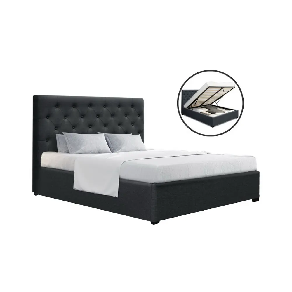 Artiss Bed Frame Double Size Gas Lift Charcoal VILA 