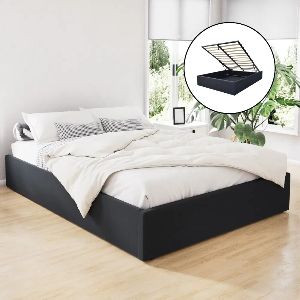 Artiss Bed Frame Double Size Gas Lift Base Charcoal TOKI 