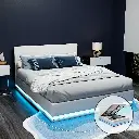 Artiss Bed Frame Double Size LED Gas Lift White LUMI 