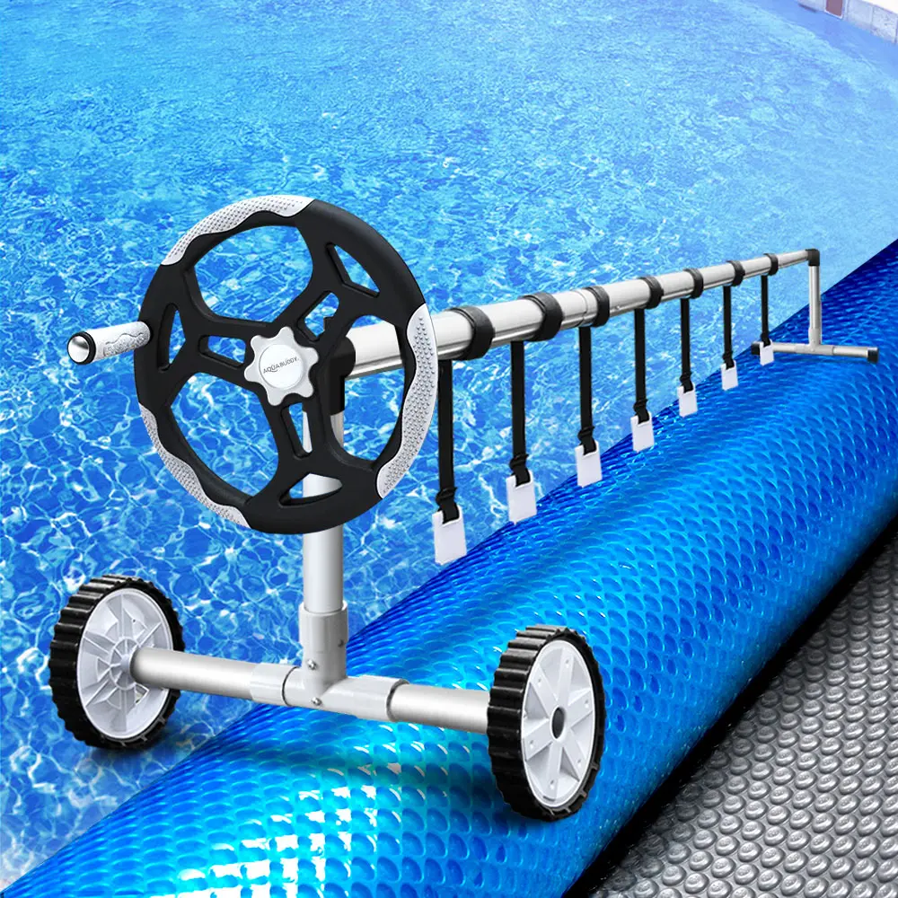 Aqua buddy Pool Cover 500 Micron 10x4m Silver Swimming Pool Solar Blanket 5.5m Roller 