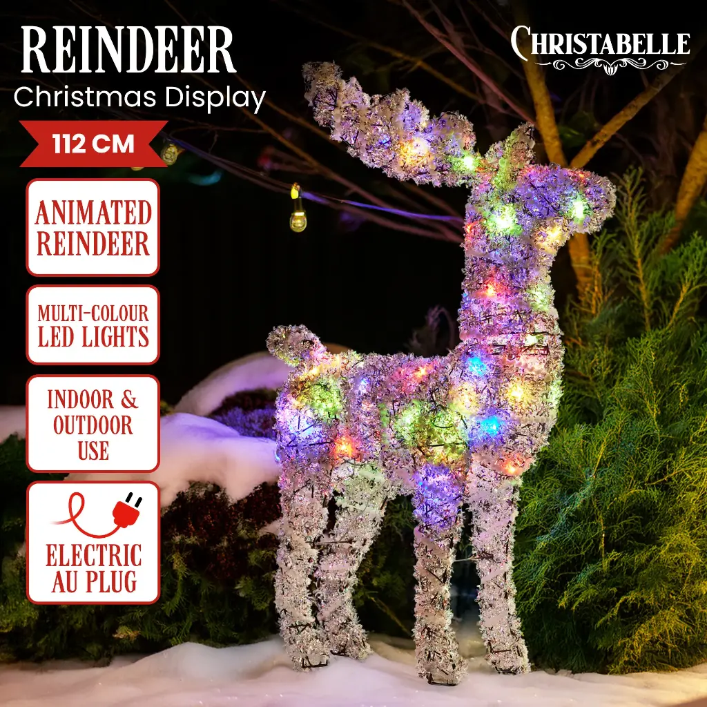 Christabelle 112cm Animated Reindeer Christmas LED Lights Indoor Outdoor Yard Statue Decoration 