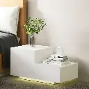 Artiss Bedside Tables LED 2 Drawers - REMI White 
