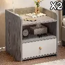 2x bedside table with drawer and shelf modern nightstand bedroom furniture 