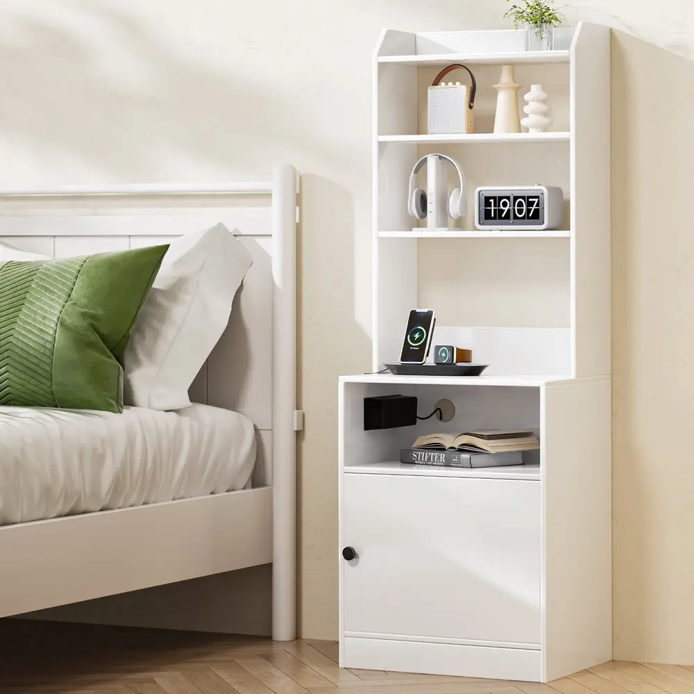 Artiss Bedside Table Nightstand Charging Station 