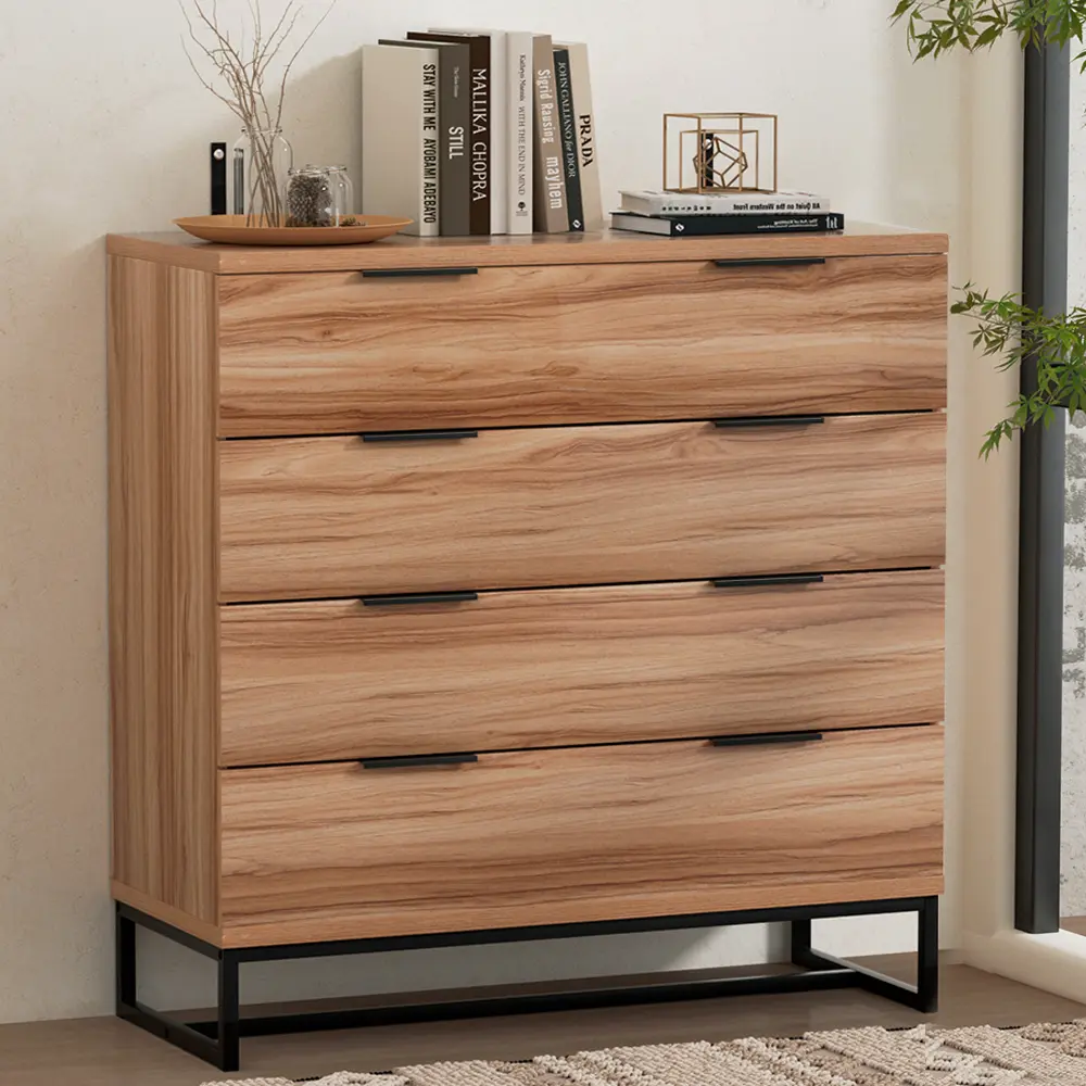 Artiss 4 Chest of Drawers Cabinet Dresser Table Tallboy Storage Bedroom Rust Oak 