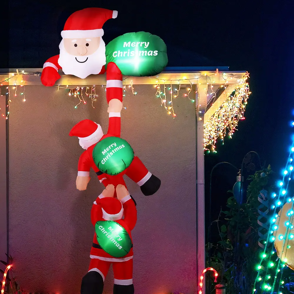 Jingle Jollys Christmas Inflatable Climbing Santa 2.5M Height LED Decorations Illuminated 