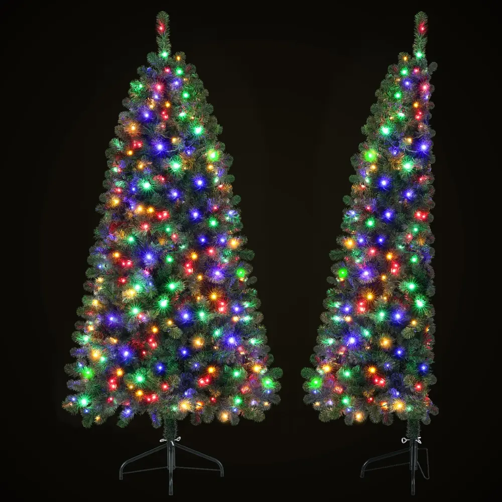 Jingle Jollys Christmas Tree 1.8M LED Corner Xmas Tree Half 8 Modes Multi-color 