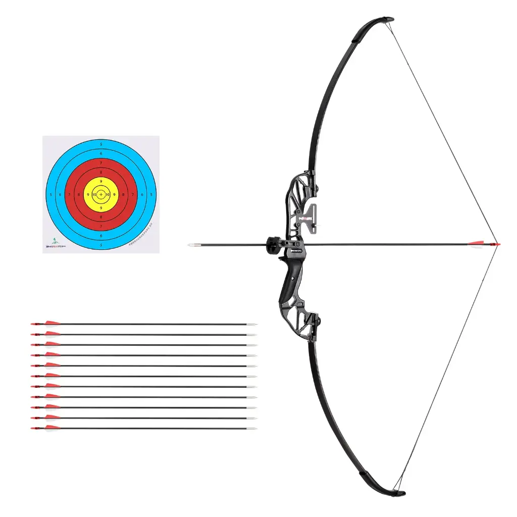 Everfit 55lbs Bow Arrow Set Recurve Takedown Archery Hunting for Beginner Red 