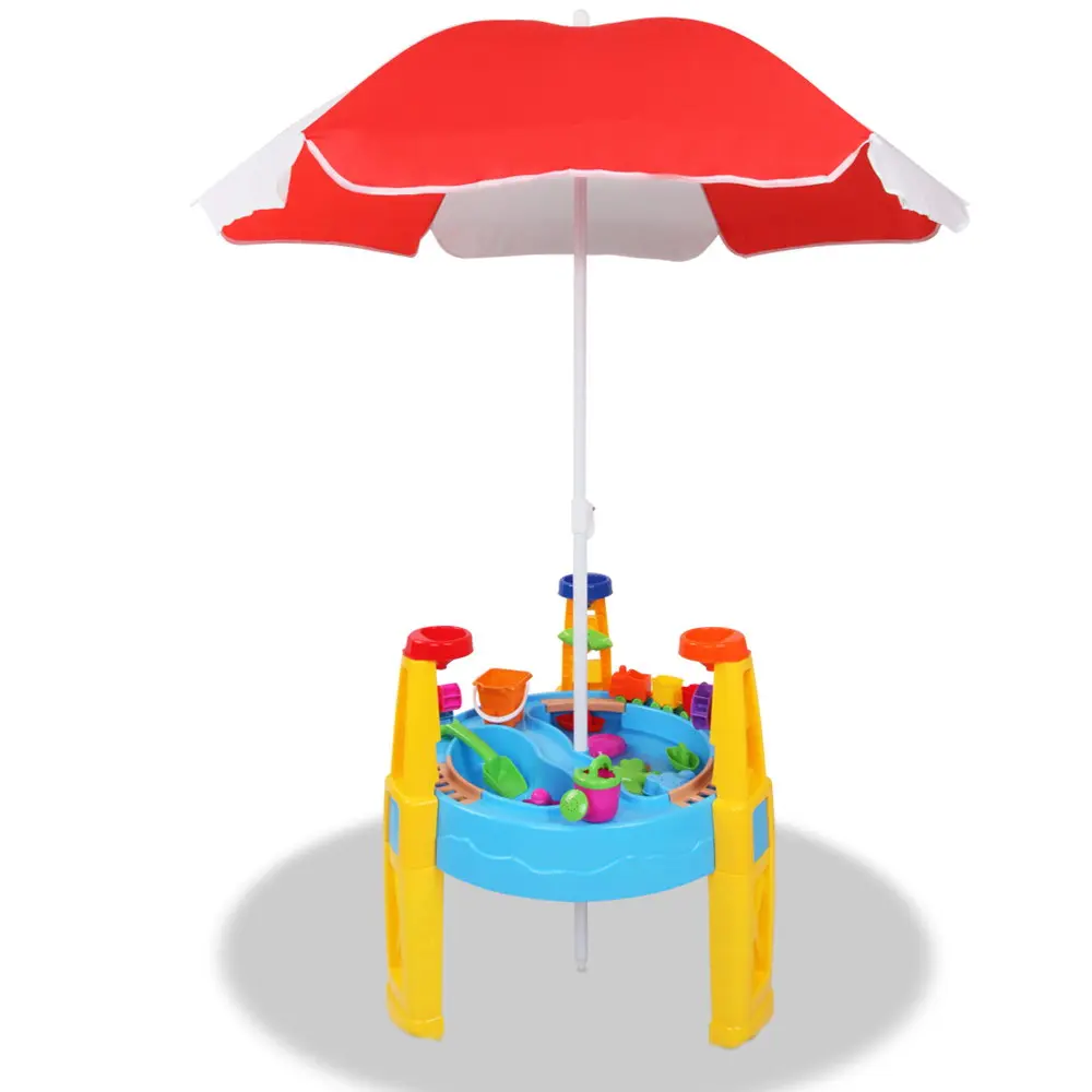 Keezi Kids Sandpit Pretend Play Set Water Sand Table Children Outdoor Toy Umbrella 