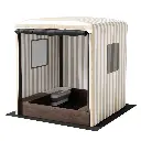 Keezi Kids Sandpit Wooden Sandbox Sand Pit with Canopy Window Water Basin 120cm 