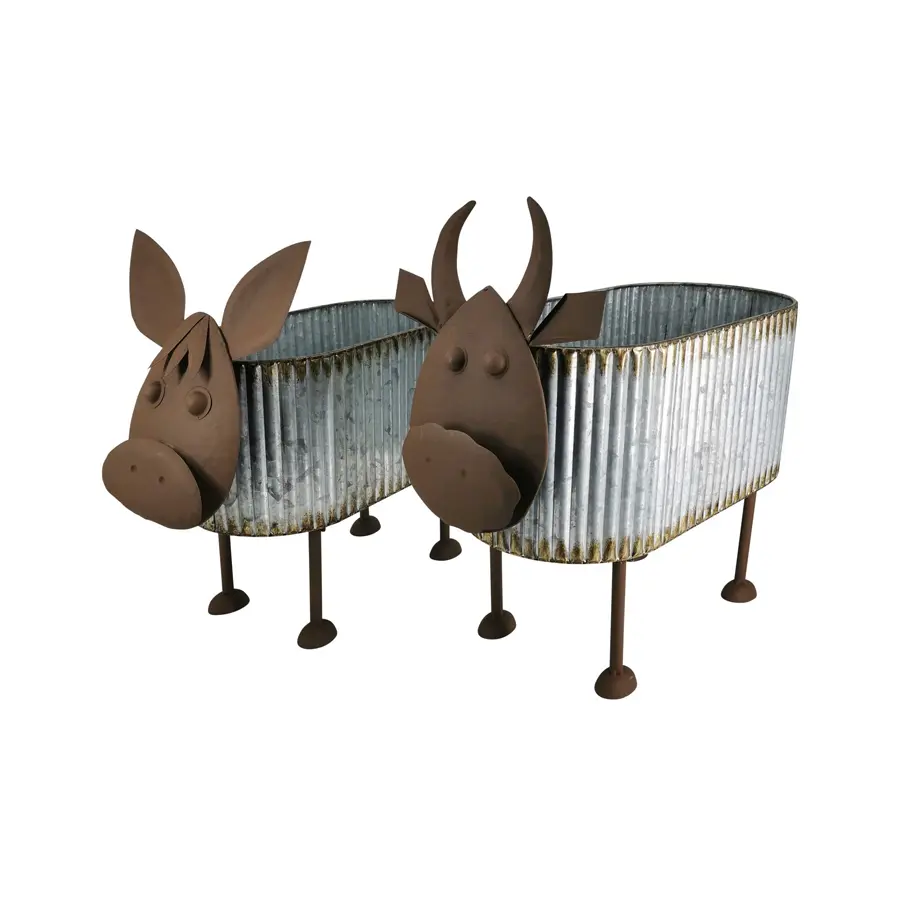 Set 2 Nested Cow Planters 45cm, 40cm 
