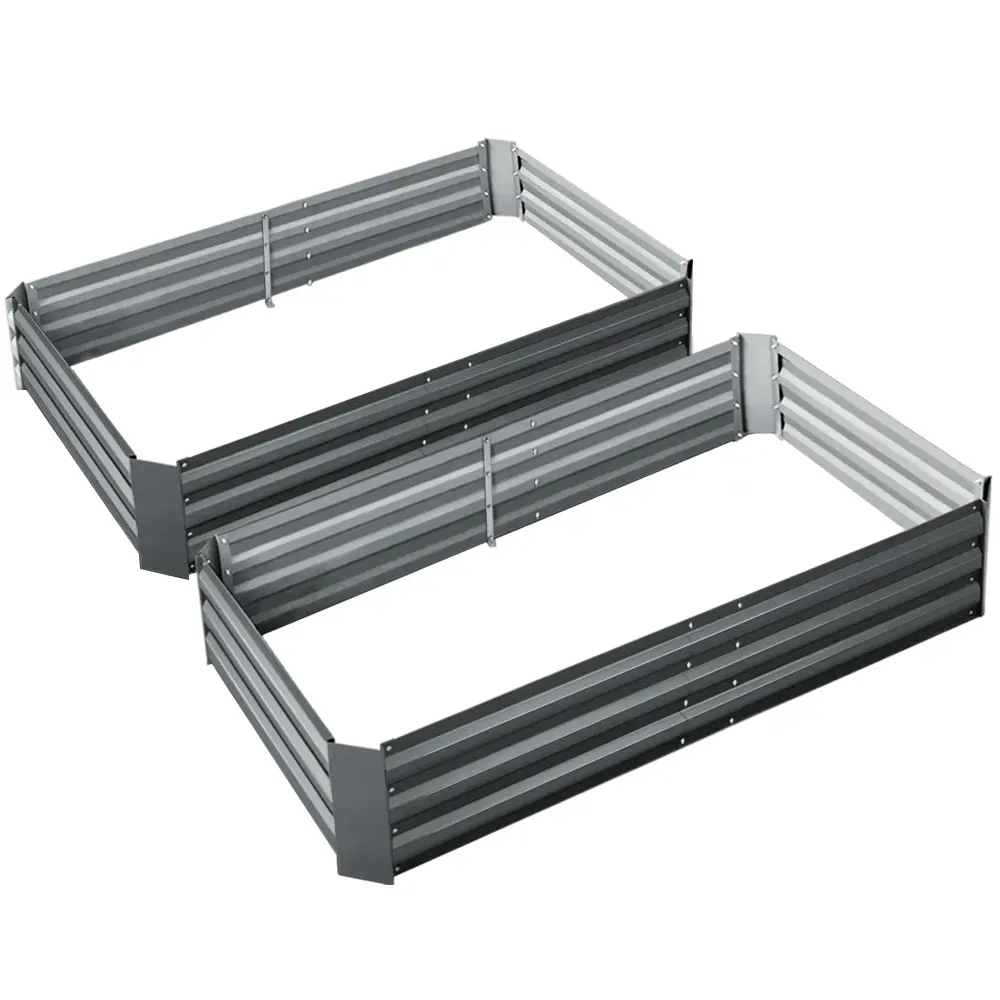 Green Fingers 2x Garden Bed 150x90cm Planter Box Raised Container Galvanised Herb 
