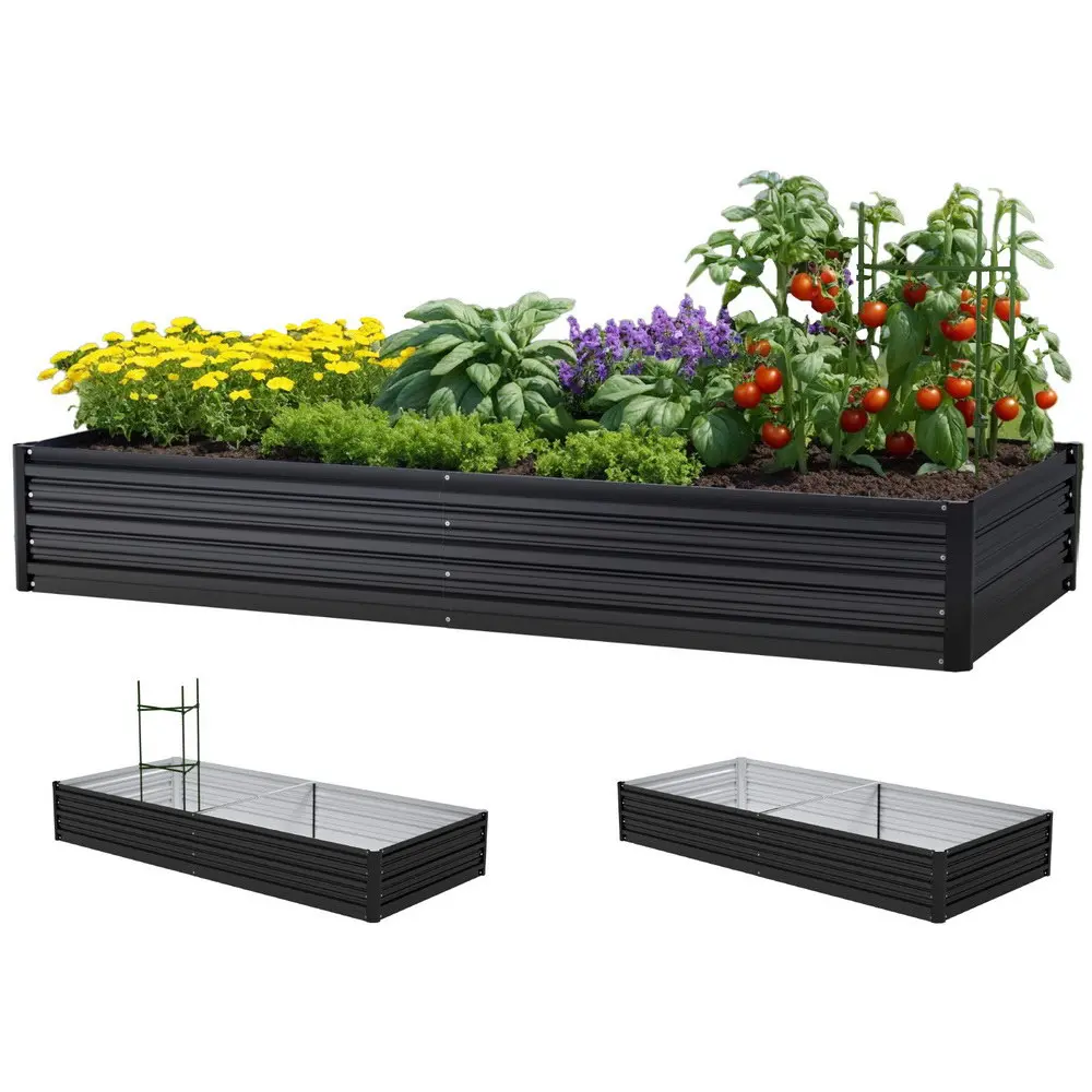 Green Fingers Raised Garden Bed 2 Pcs 210x90cm Planter Box Container Galvanised Metal Outdoor 