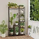 Plant Stand Shelf Rack with Hanging Rod Indoor Outdoor Display 