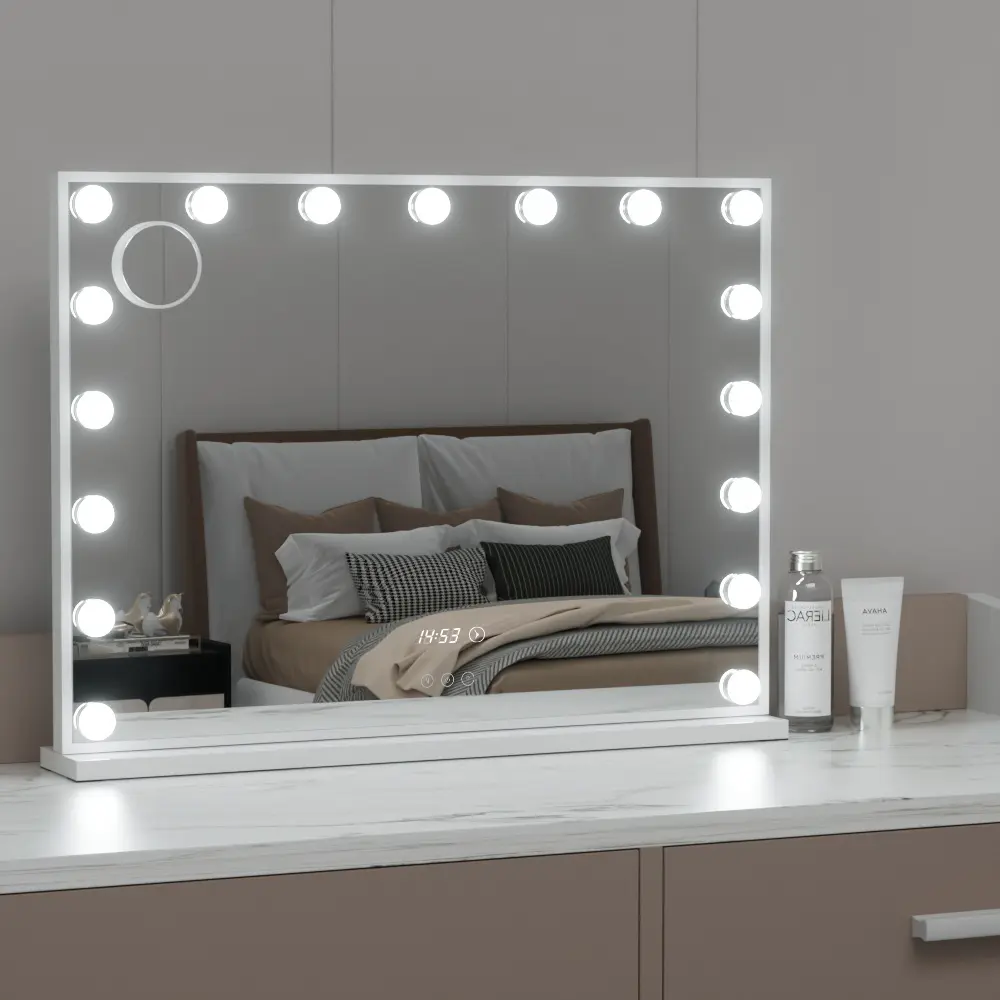 Embellir Makeup Mirror 80x60cm Hollywood Vanity with LED Light Tabletop White 