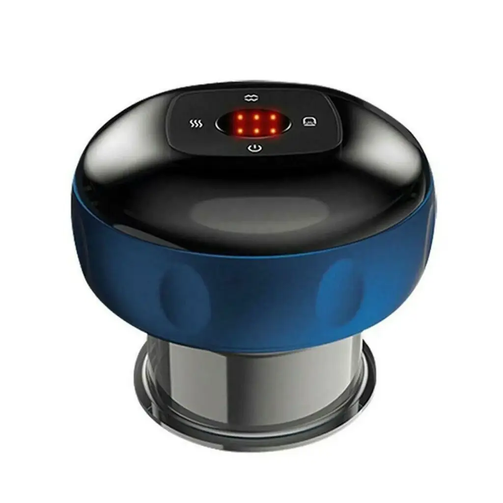12 levels Electric Cupping Therapy Smart Scraping Massager Red Light Heating Body Slimming Blue 