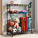 Everfit Sports Equipment Organizer Storage with Wheels Multi-Sport Garage Gym Black 