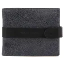 Pierre Cardin Mens RFID Woven-Embossed Leather Tab Wallet - Black 