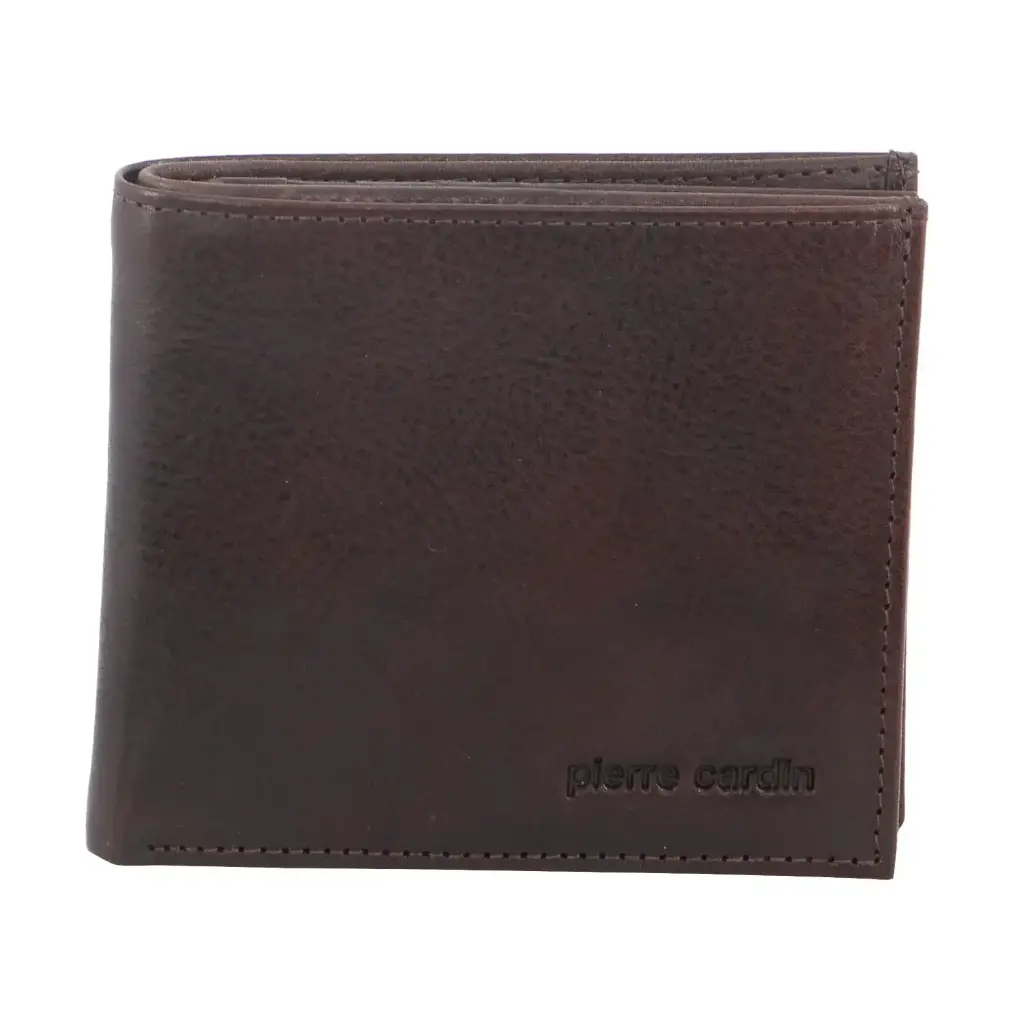 Pierre Cardin Mens Wallet Tri Fold Leather w/ RFID Protection - Chocolate 