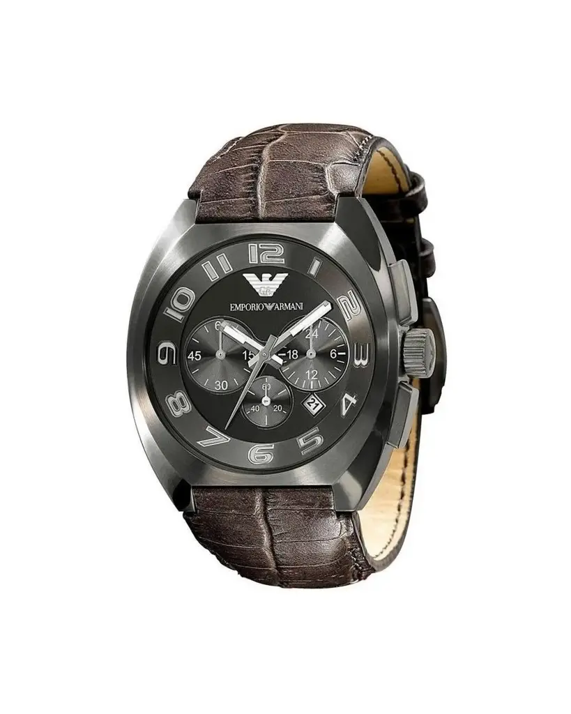 Armani Men's Brown Cowhide Leather Watch - One Size 