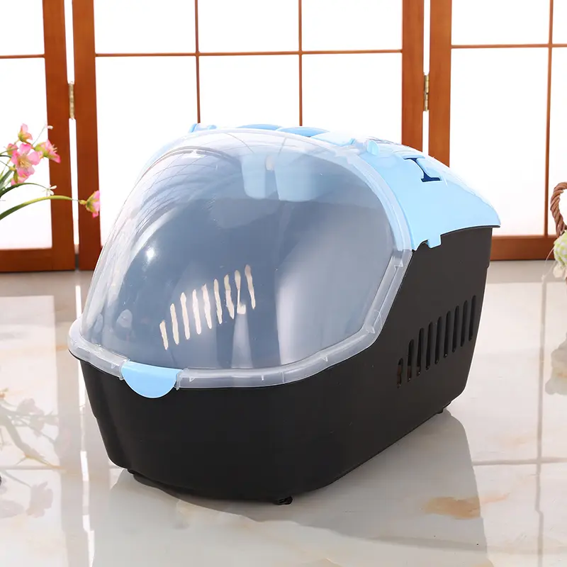 YES4PETS Small Portable Travel Dog Cat Crate Pet Carrier Cage Comfort With Mat-Blue 