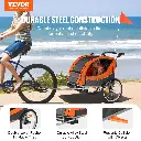 VEVOR Bike Trailer for Toddlers, Kids, Double Seat, 40 kg Load, 2-In-1 Canopy Carrier Converts to Stroller