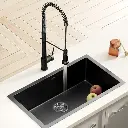 Cefito Stainless Steel Sink 70x45CM With Pull Out Mixer Tap Kitchen Basin Single Bowl Black 