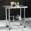 Cefito Stainless Steel Kitchen Benches Work Bench Wheels 91X61CM 430 