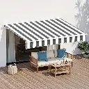 Instahut Retractable Folding Arm Awning Motorised Sunshade 2.5Mx2M Grey White 