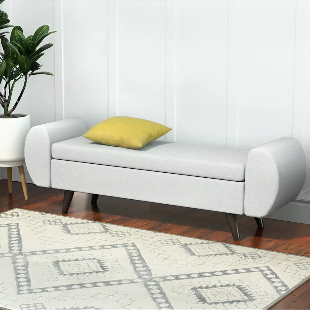 Artiss Storage Ottoman Blanket Box Armrest 140cm Grey 