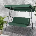 Gardeon Outdoor Swing Chair Garden Chair Bench Furniture Canopy 3 Seater (Green/Brown)