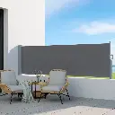 Instahut Side Awning Sun Shade Outdoor Blinds Retractable Screen 1X3M Grey 