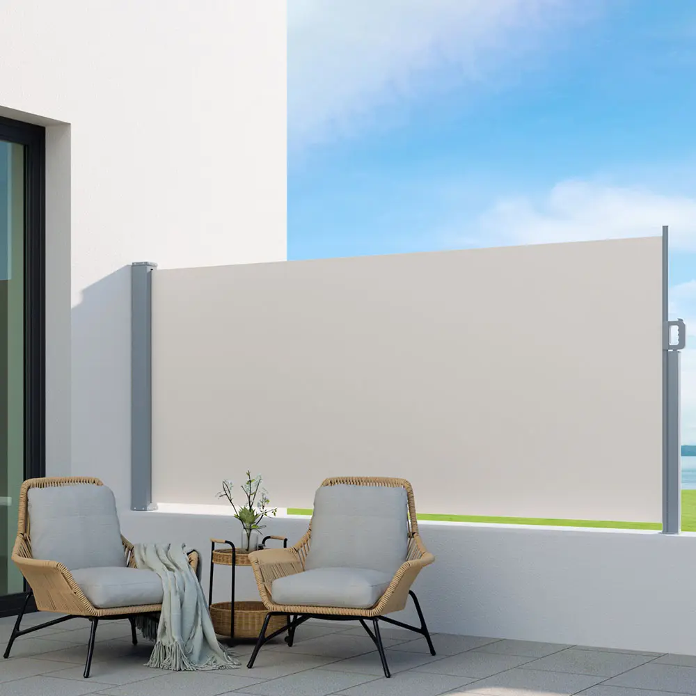 Instahut Side Awning Sun Shade Outdoor Blinds Retractable Screen 1.4X3M Cream 