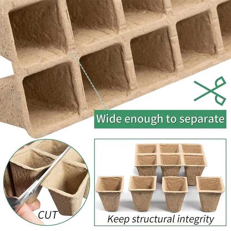 250x 10Grids Nursery Pots Biodegradable Paper Pulp Cup Garden Plant Nursery Tray 