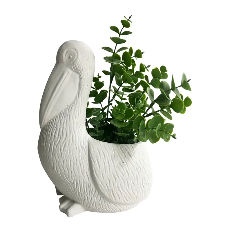 Contemporary White Pelican Planter w Hole + Plug 24cm 